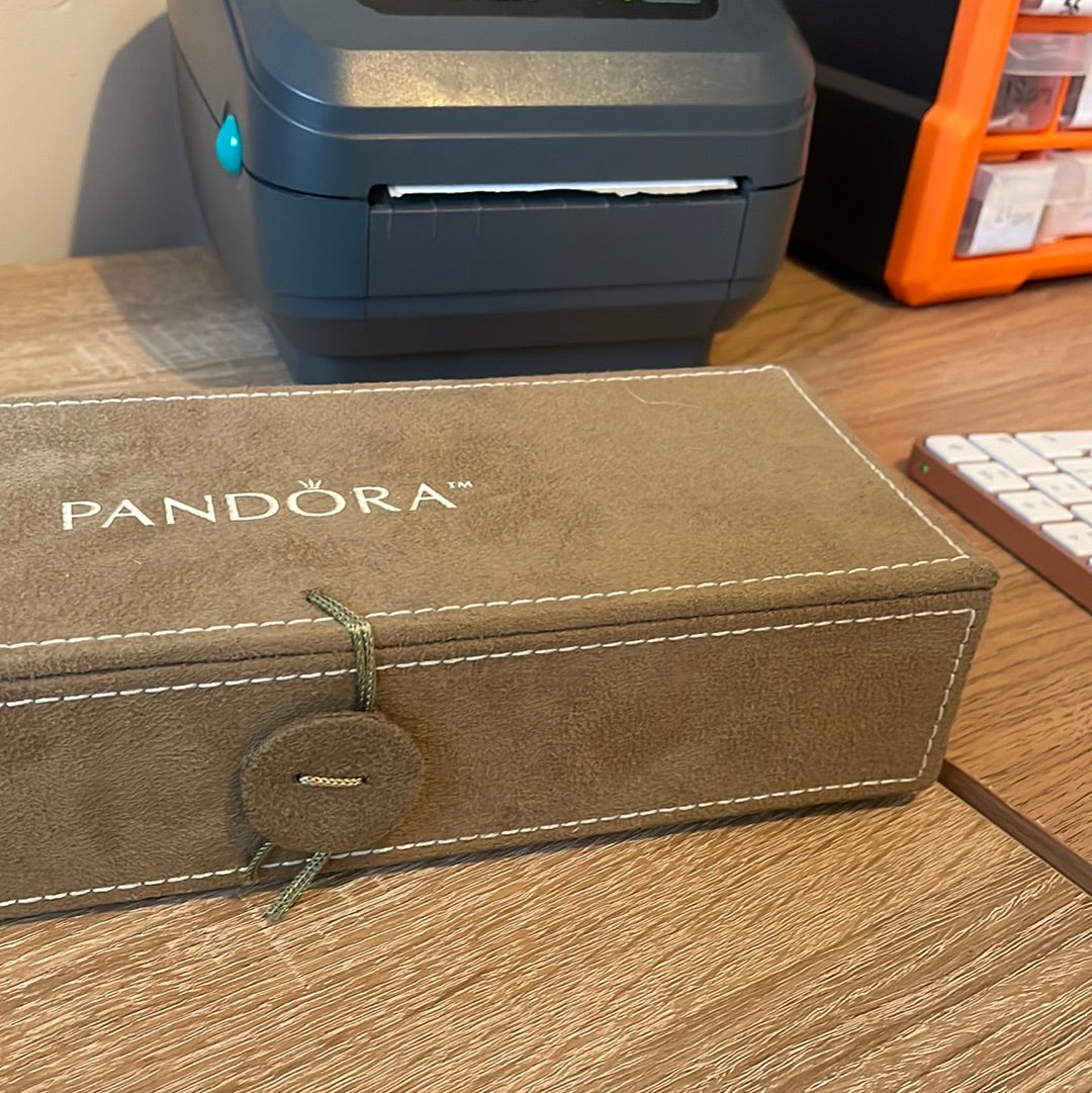 Genuine Pandora Retired Khaki Green 2 Tier Jewellery Box