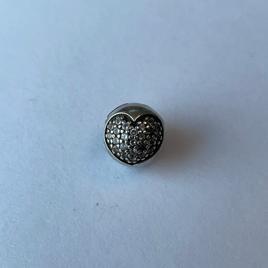 Genuine Pandora Pave Silver Clip Clips Heart