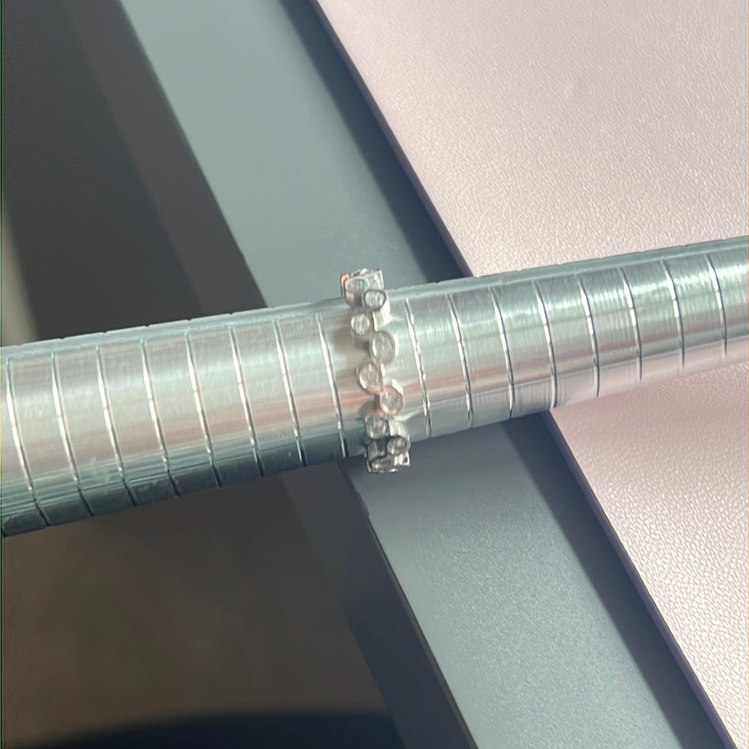 Sterling Silver Bubble Circle CZ Ring Size 55