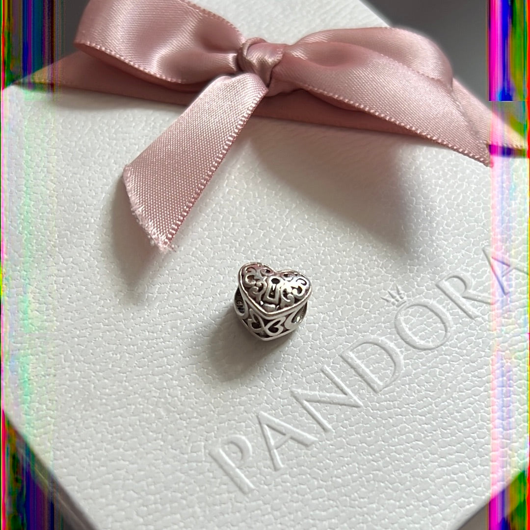 Genuine Chamilia Heart Lock Charm Intricate Charm