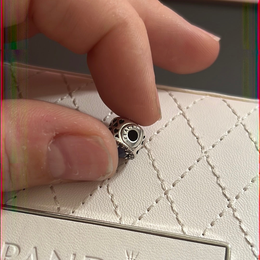 Genuine Pandora Peace Blue Pave Charm Sparkle Essence