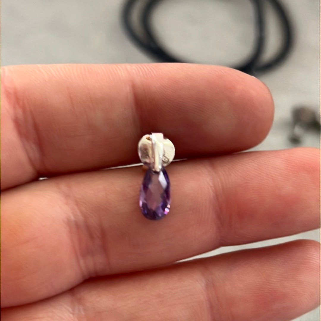 Sterling Silver Amethyst Gem Stone Drop Earrings