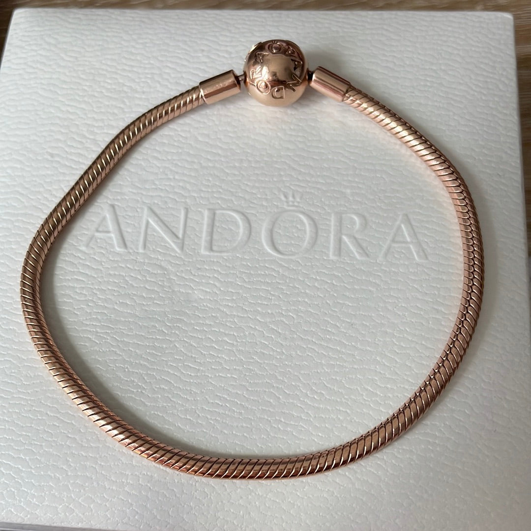 Genuine Rose Gold Pandora Moments Bracelet Smooth