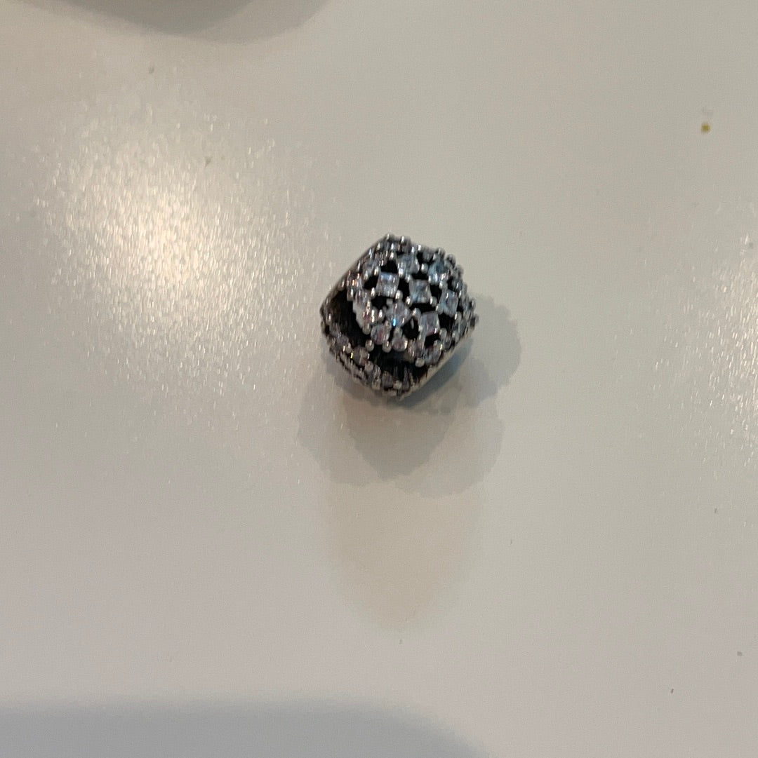 Genuine Pandora Sparkle Pave Open Work Snowflake Ball Charm