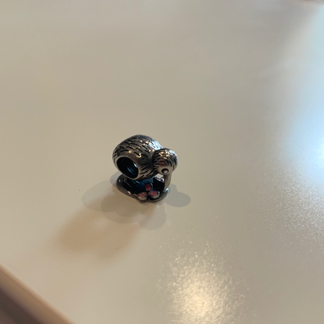 Genuine Pandora RARE New Zealand Kiwi Bird With Enamel Flowers Charm