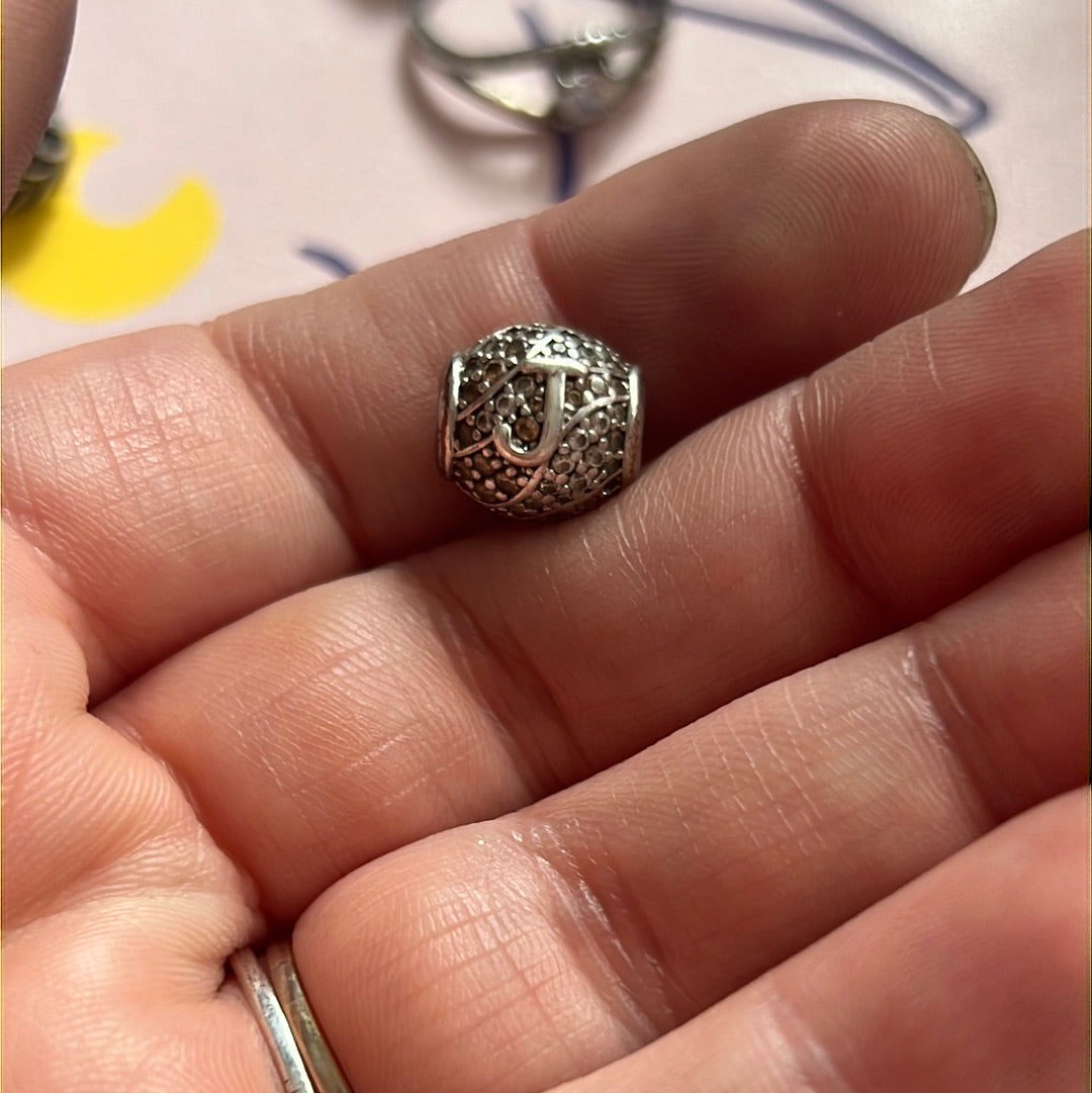 Sterling Silver Pave Letter J charm
