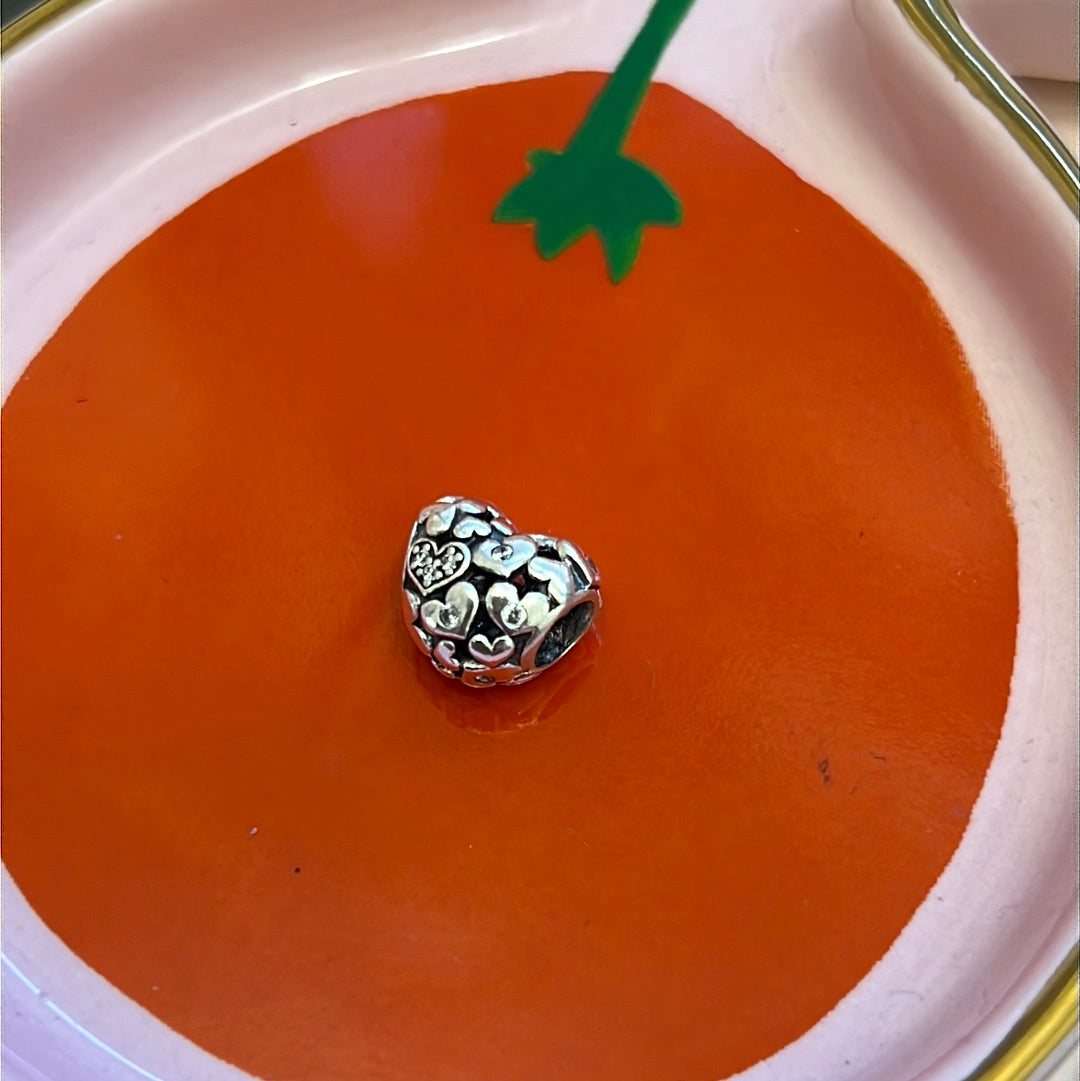 Genuine Pandora Sparkling Hearts in a Heart Charm