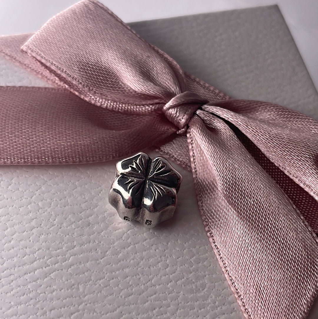Genuine Pandora Silver Clover Flower Good Luck Charm