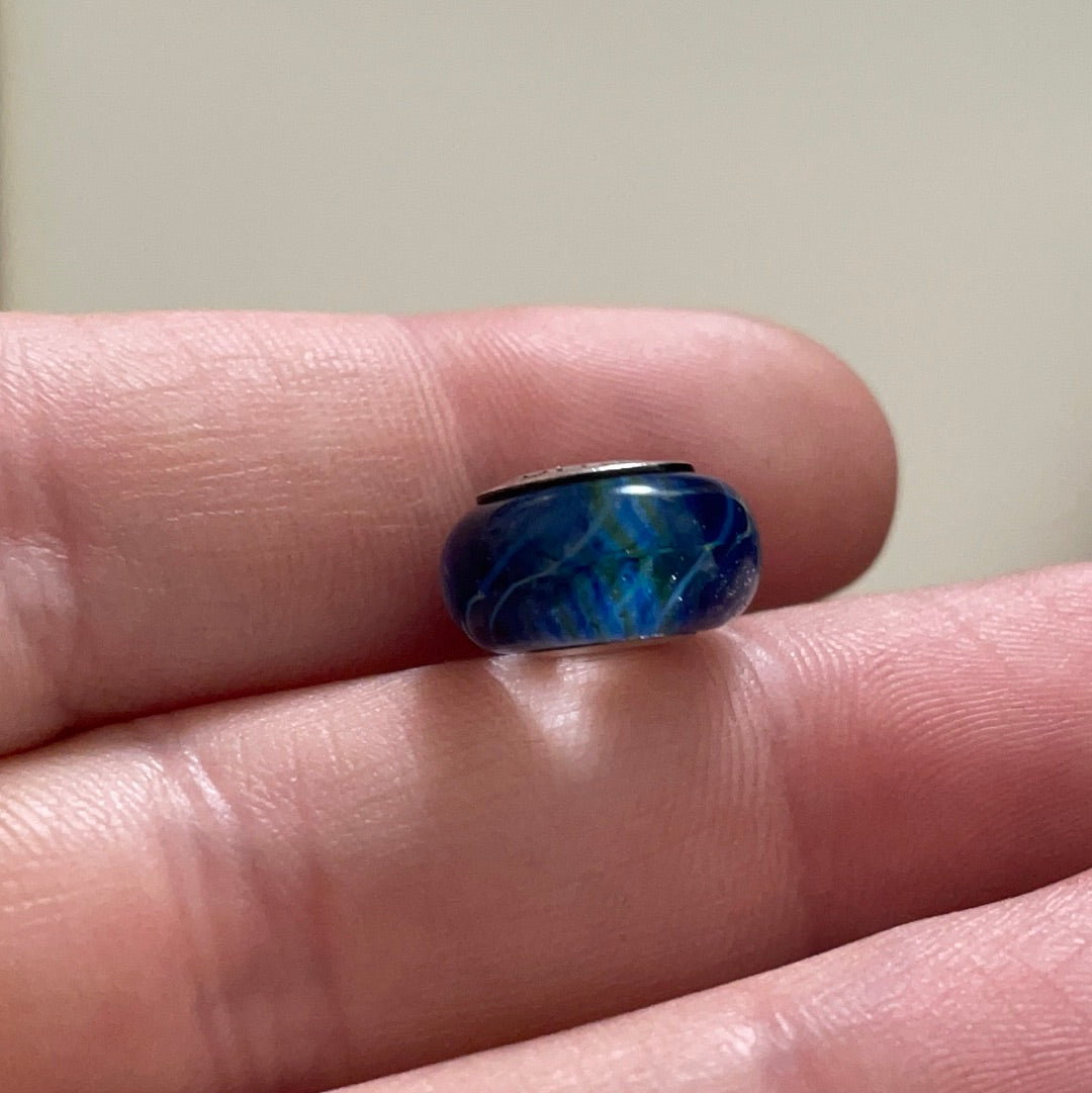 Genuine Chamilia Murano Blue Line Iridescent Charm