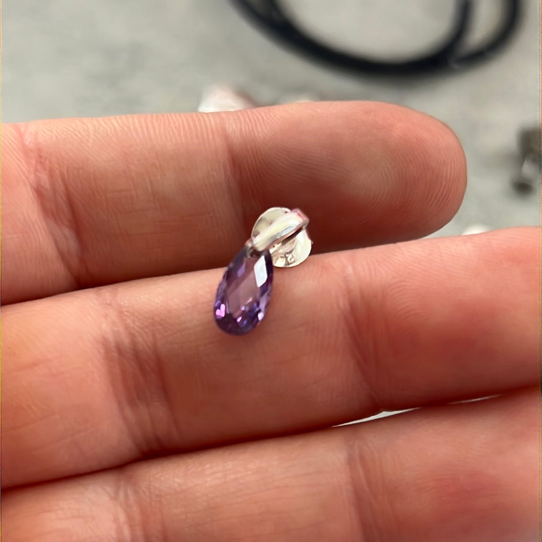 Sterling Silver Amethyst Gem Stone Drop Earrings