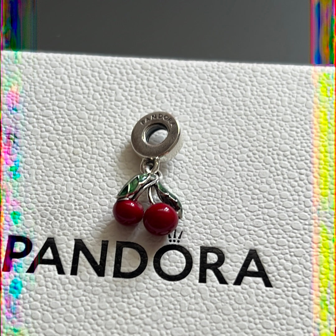Genuine Pandora New Summer Dangle Enamel Cherry Dangle Charm