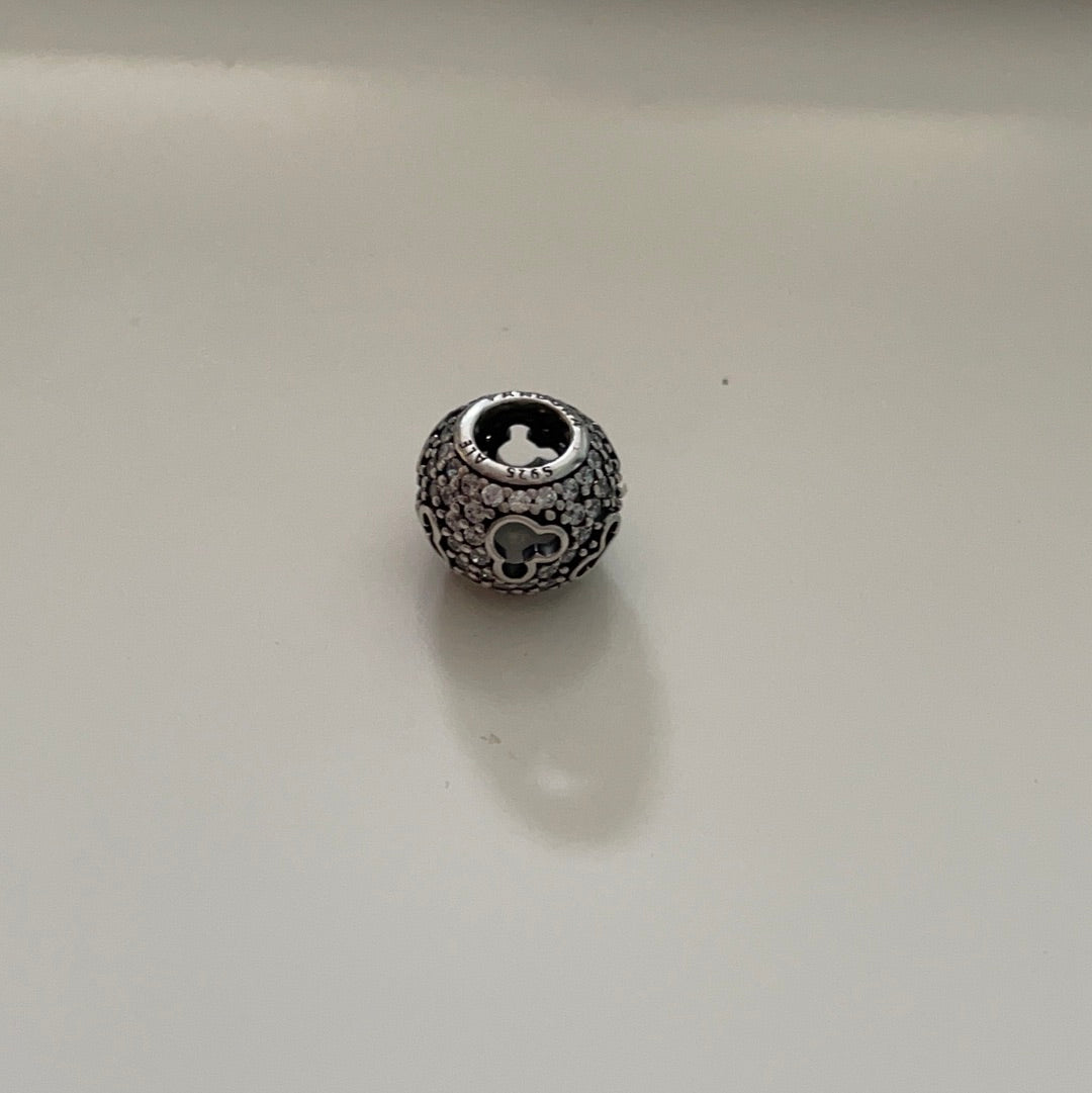 Genuine Pandora Disney Pave Clear Mickey Mouse Head Openwork Charm