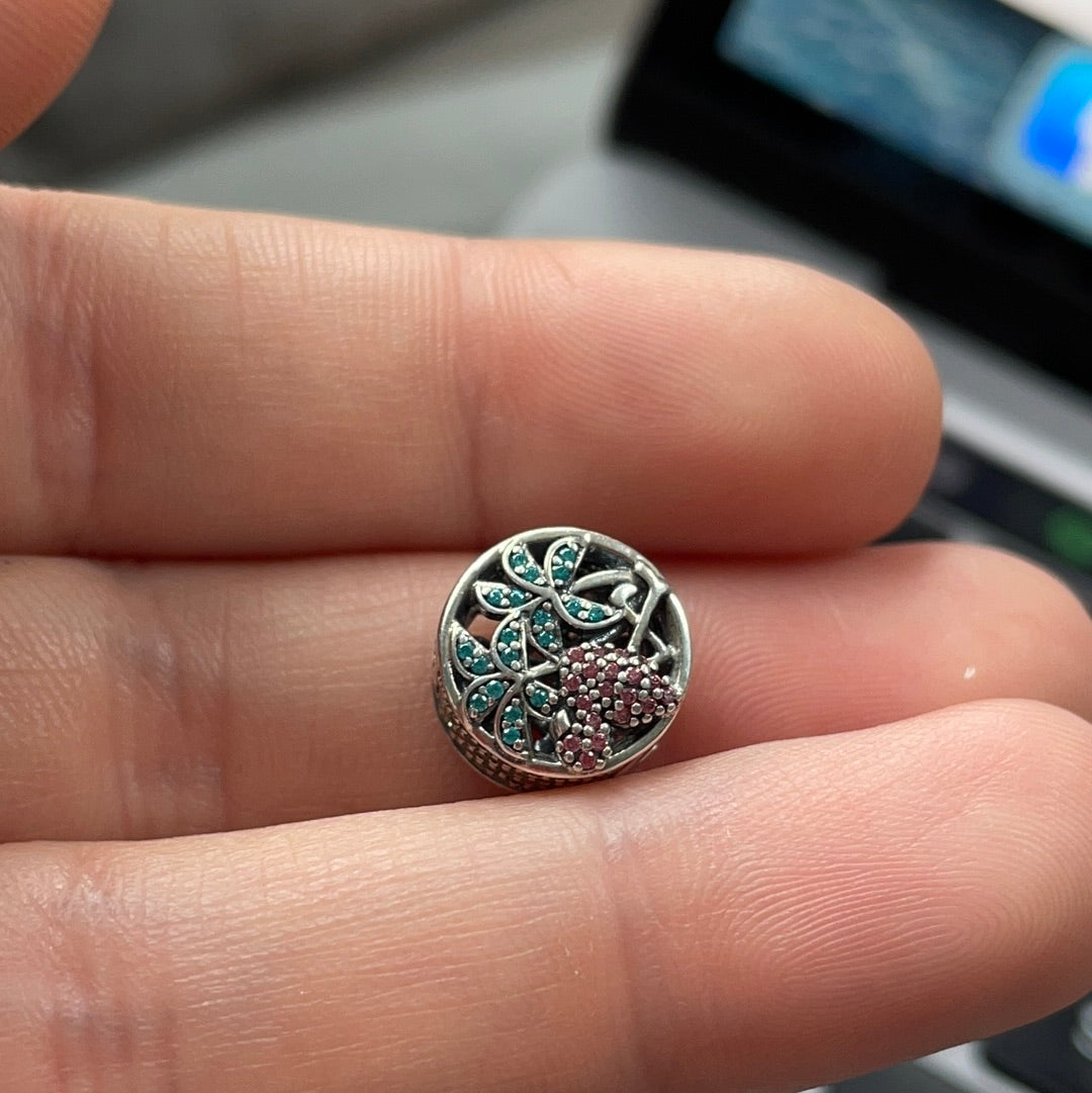Genuine Pandora Summer Pave Pink Flamingo and Palm Tree Charm