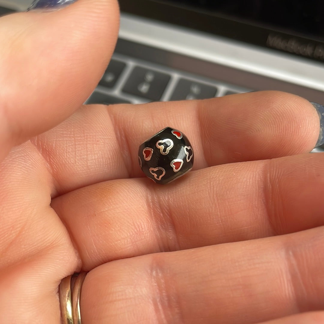 Genuine Pandora Disney Black Enamel Mickey Heart Charm