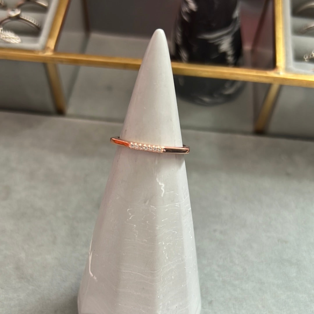 Genuine Pandora Rose Gold Pave 4 Sided Ring Size 58
