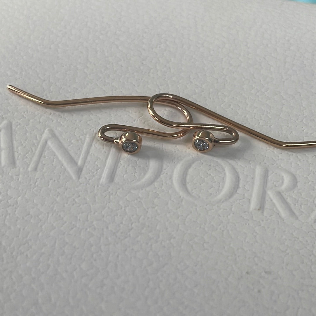 Genuine Pandora Rose Gold Compose Posts Hoops With CZ RARE Brand New