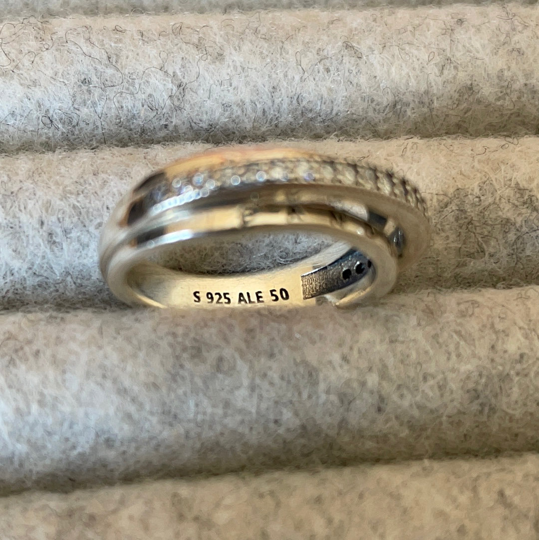 Genuine Pandora Three Layer Ring Pave Size 56