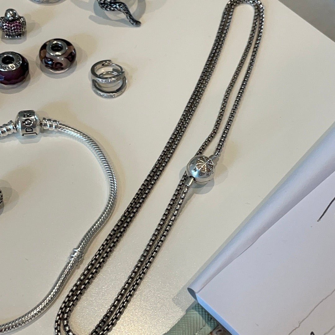 Genuine Thomas Sabo Sterling Silver Blackened Necklace Chain 45cm