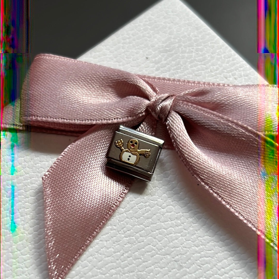 Genuine Nomination Silver Link Charm Two Tone Snowman Enamel