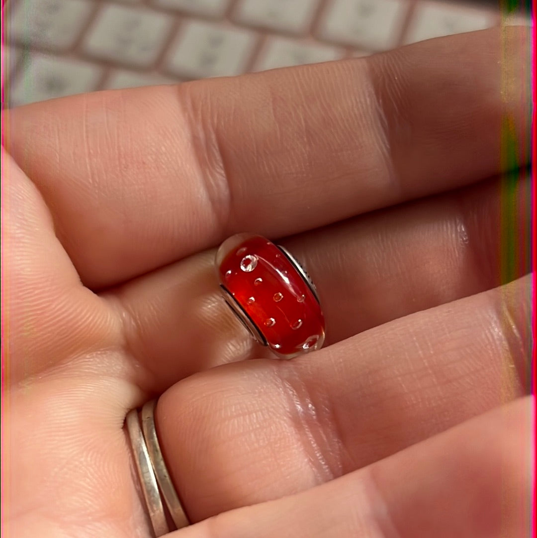 Genuine Pandora Red Fizzle Murano Charm DEFECT