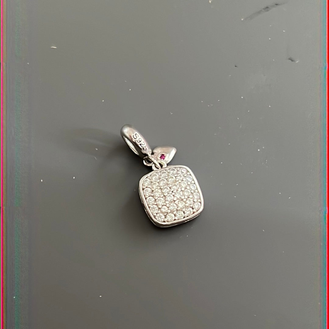 I Love God Pave Square Dangle Charm