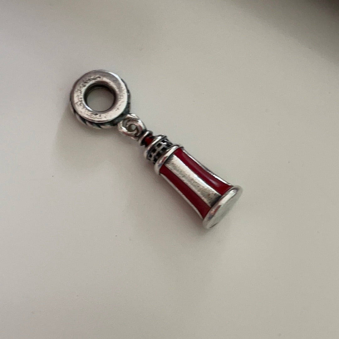 Genuine Pandora Lighthouse Dangle Charm Red and White