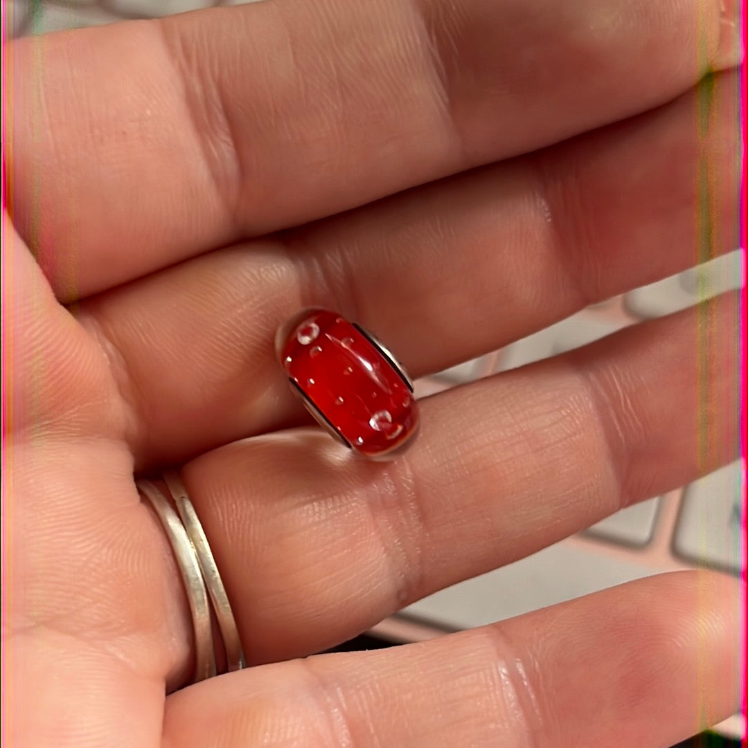 Genuine Pandora Red Fizzle Murano Charm DEFECT