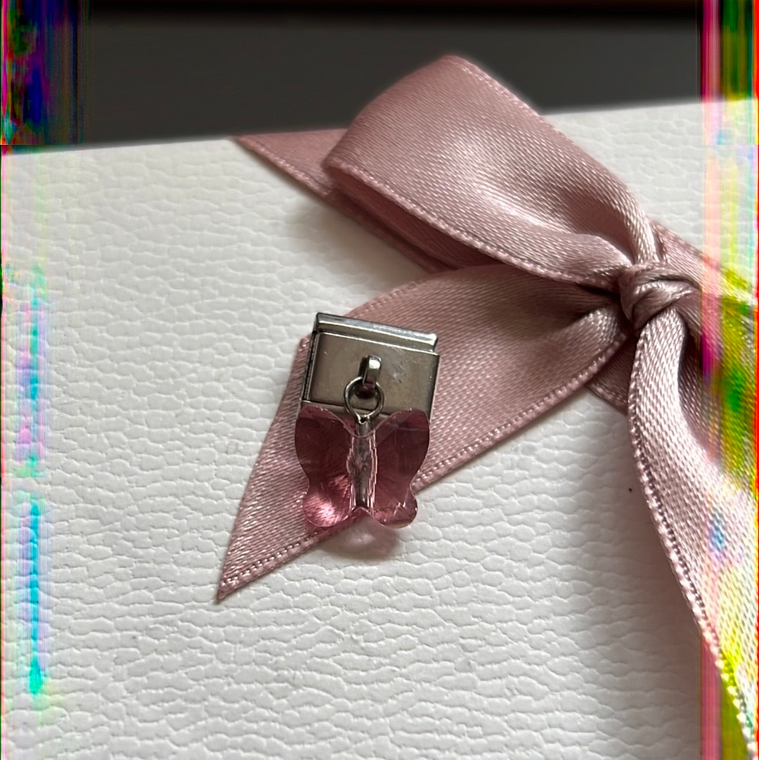 Genuine Nominations Silver Link Charm Dangle Murano Glass Butterfly