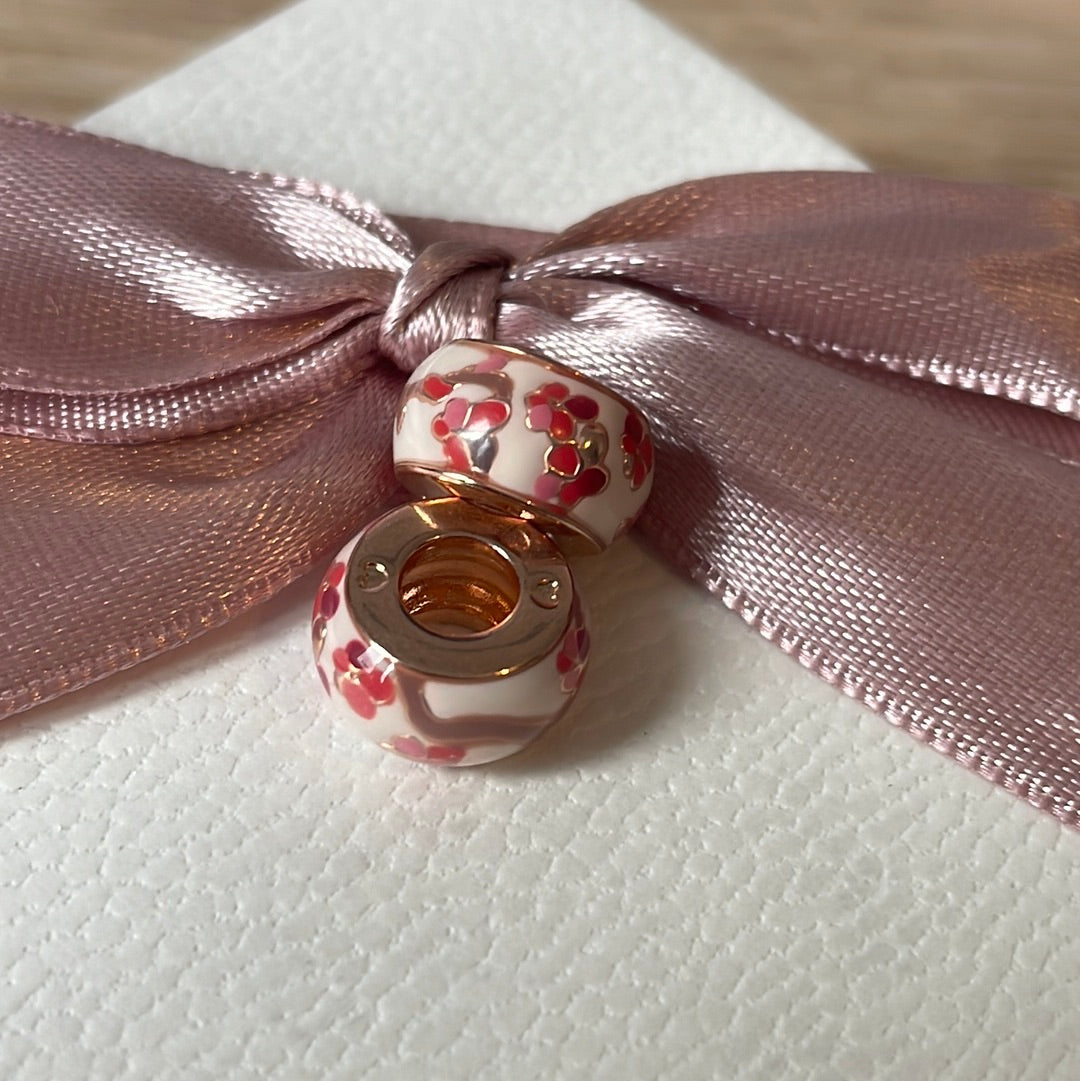 Genuine Pandora Rose Gold Pink Peach Blossom Spacer x2 RARE