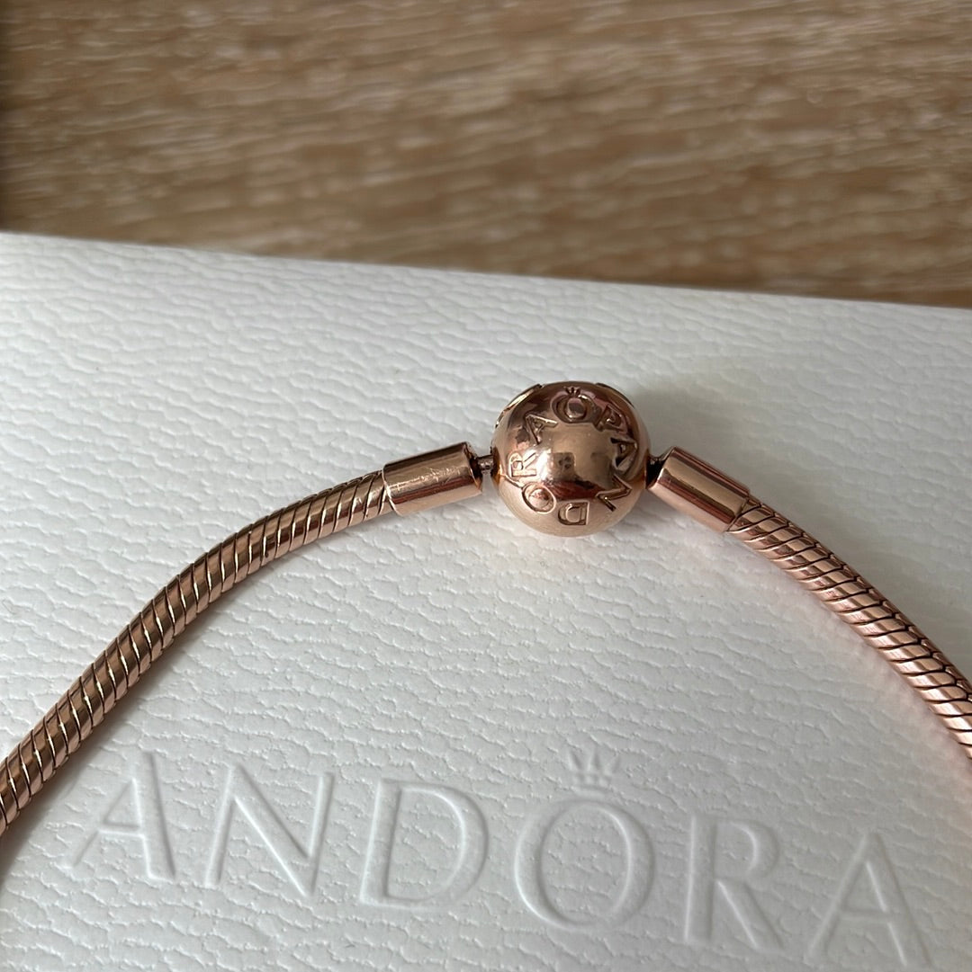 Genuine Rose Gold Pandora Moments Bracelet Smooth