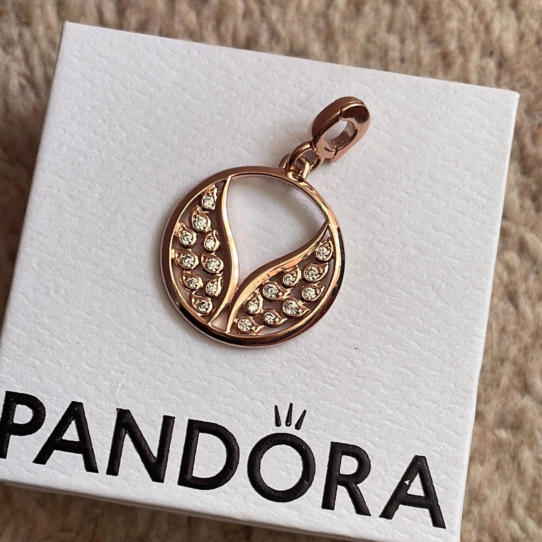 Genuine Pandora Me Rose Gold CZ Burning Wings Medallion Essence Charm