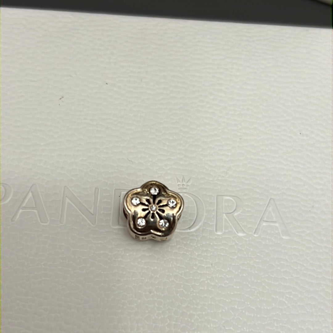 Genuine Chamilia Pave Clear Flower Charm