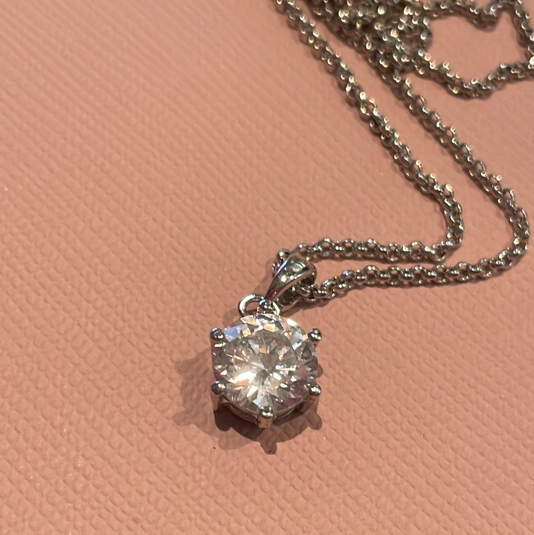 Brand New Sterling Silver Clear Pave CZ Necklace with Adjustable 40cm Chain