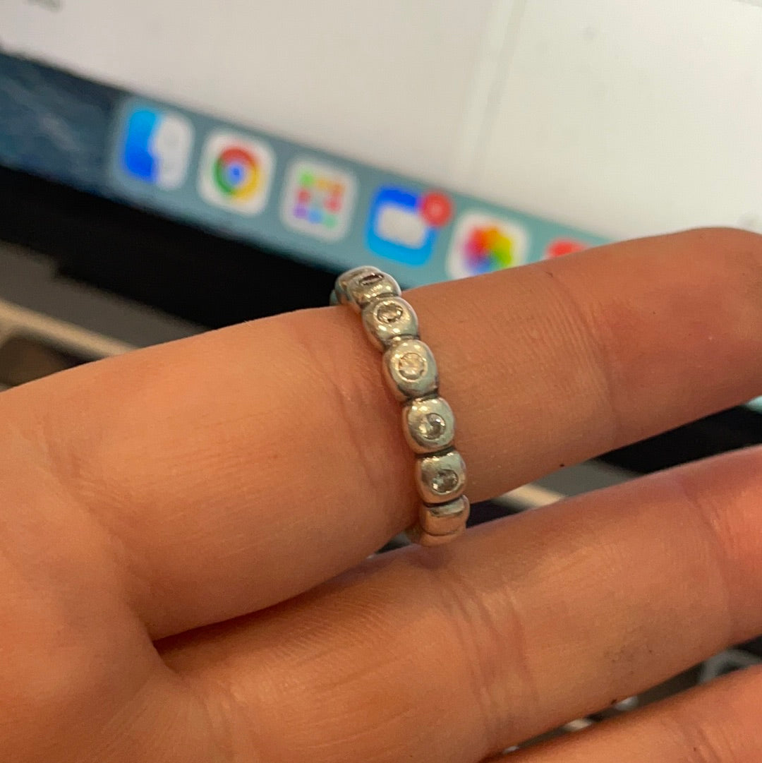 Genuine Pandora Clear CZ Stone Half and Half Ring Size