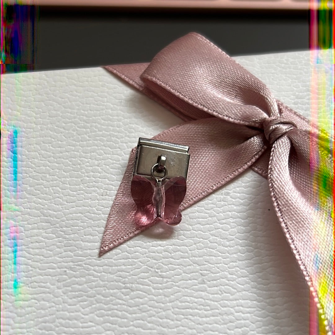 Genuine Nominations Silver Link Charm Dangle Murano Glass Butterfly