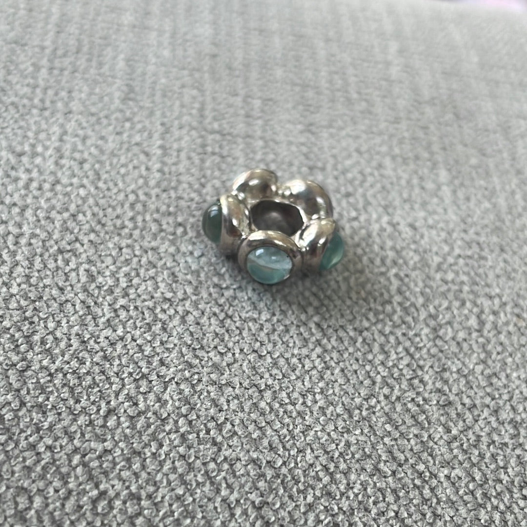 Genuine Pandora Light Aquamarine Topaz Spacer Goodbye Kiss Cabochon