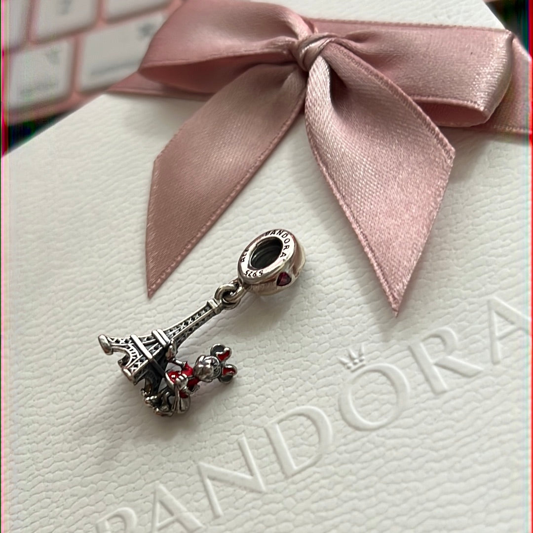 Genuine Pandora Disney Minnie Mouse Eifel Tower Paris France Travel Charm