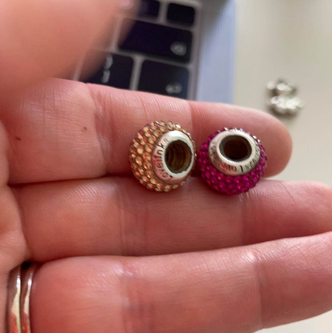 Pair of Genuine Lovelinks Pink and Gold Pave Ball Charms