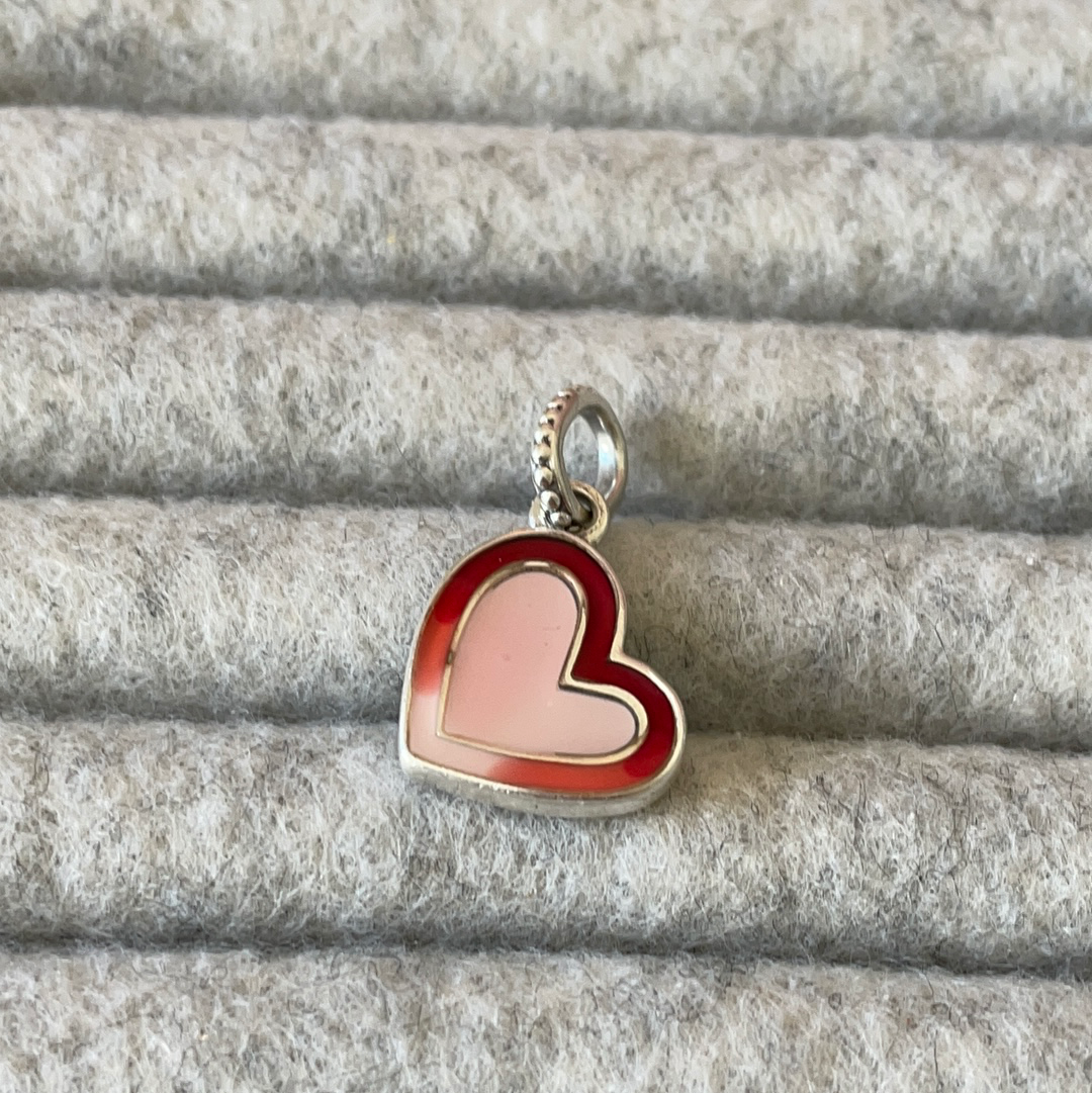 Genuine Pandora Red / Pink Heart Logo Loved Enamel Dangle