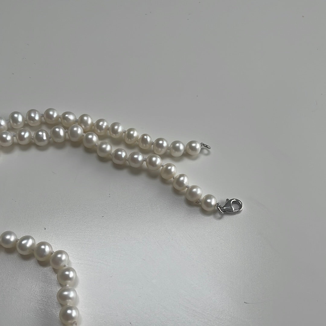 Sterling Silver and Pearl Necklace and Bracelet Set