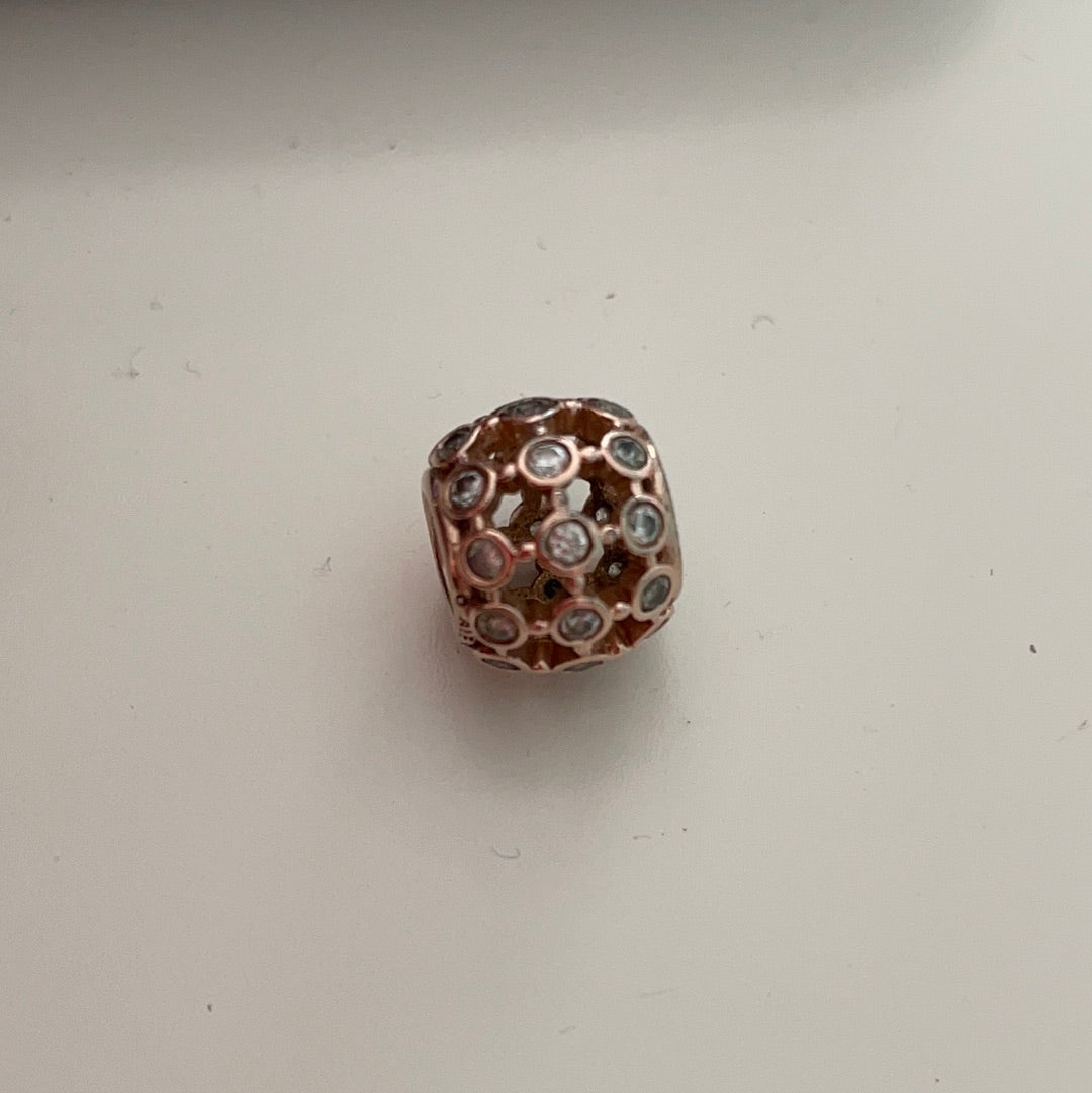 Genuine Pandora Rose Gold Clear Spotlight Cz Charm Openwork