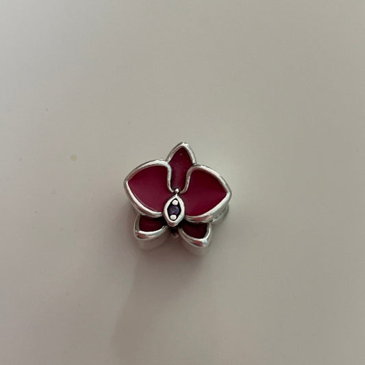 Genuine Pandora Pave Pink Orchid Flower Charm