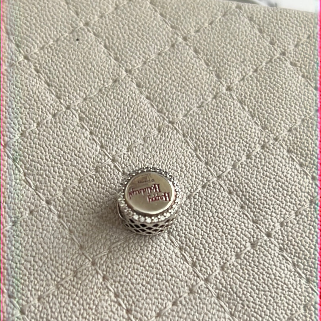 Genuine Pandora Disney Parks Christmas Mickey Mouse Enamel Happy Holidays Pave Charm