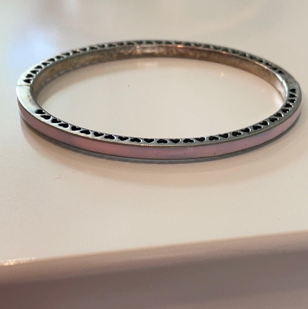 Genuine Pandora Radiant Hearts Bangle Baby Pink / Cream / Cerise Pink Bangle
