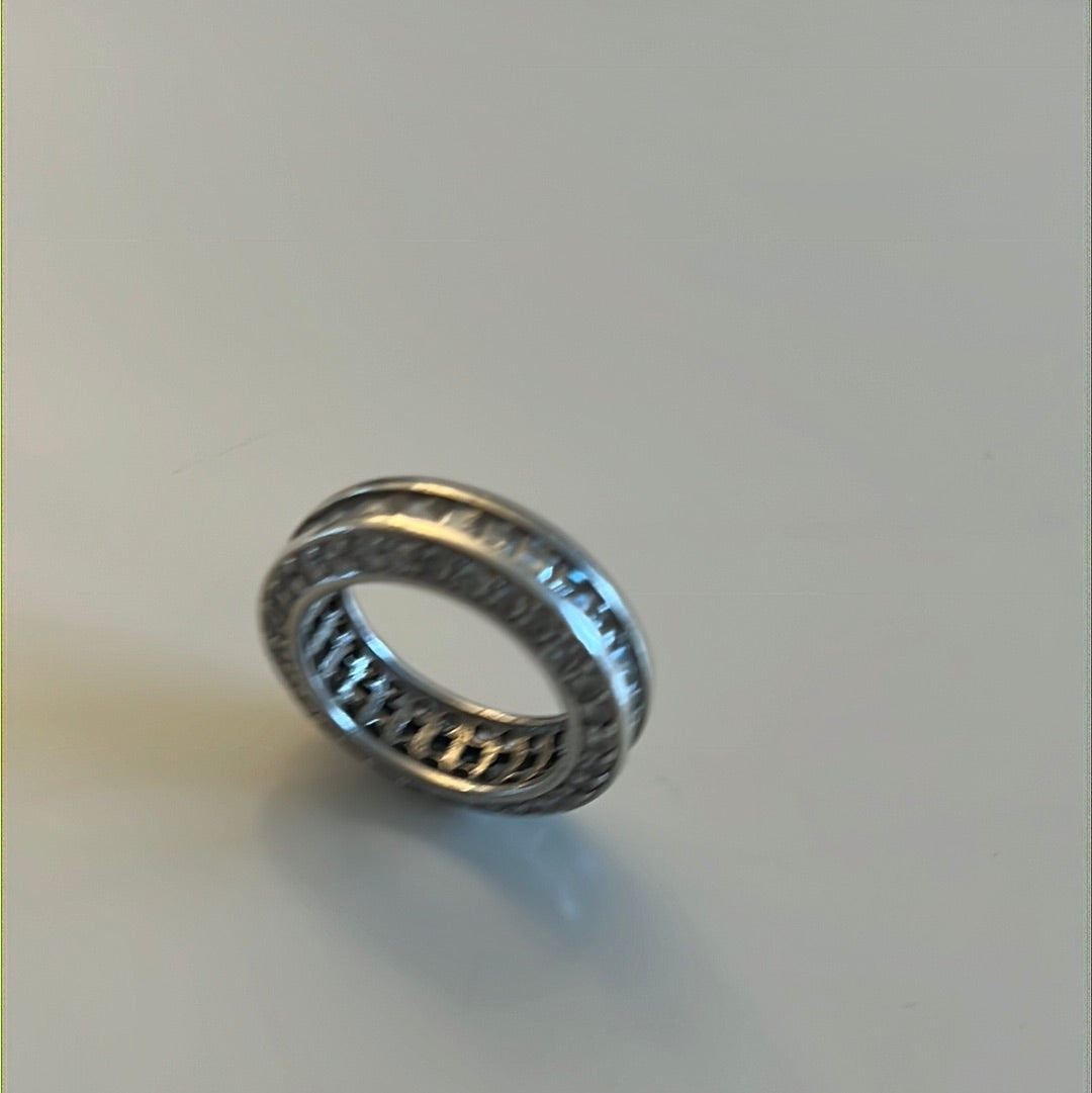 Sterling Silver Chunky Pave Layer Ring Size 54