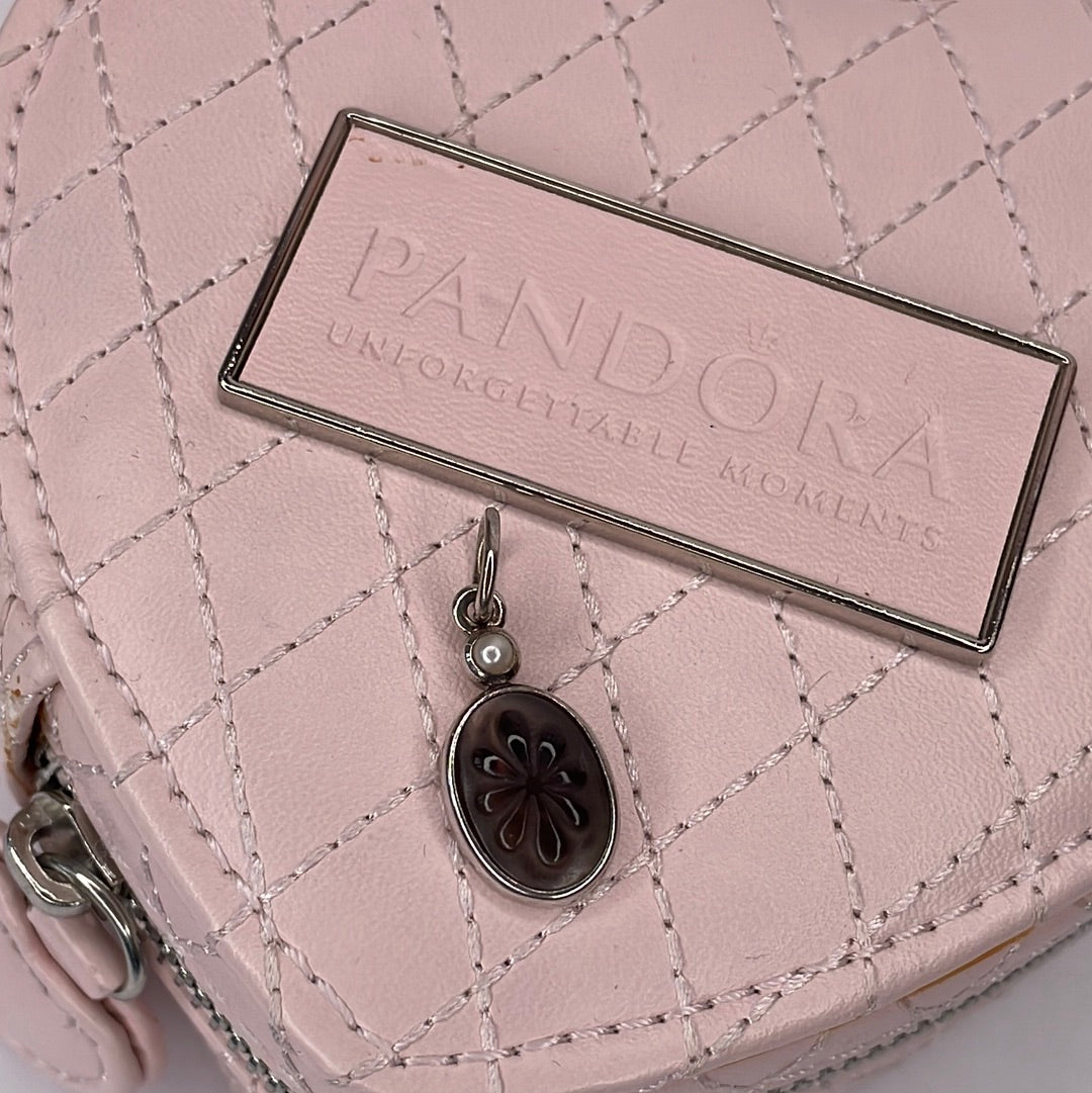 Genuine Pandora RARE and Beautiful White Pearl Mother of Pearl Smoked Quartz Pendant Charm