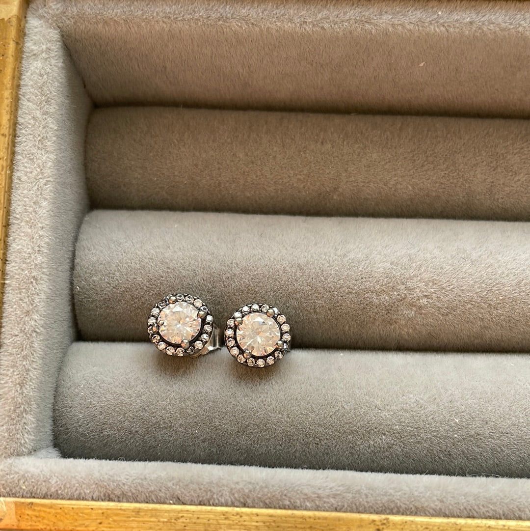 Genuine Pandora Clear Pave Circle Stone Studs Earrings