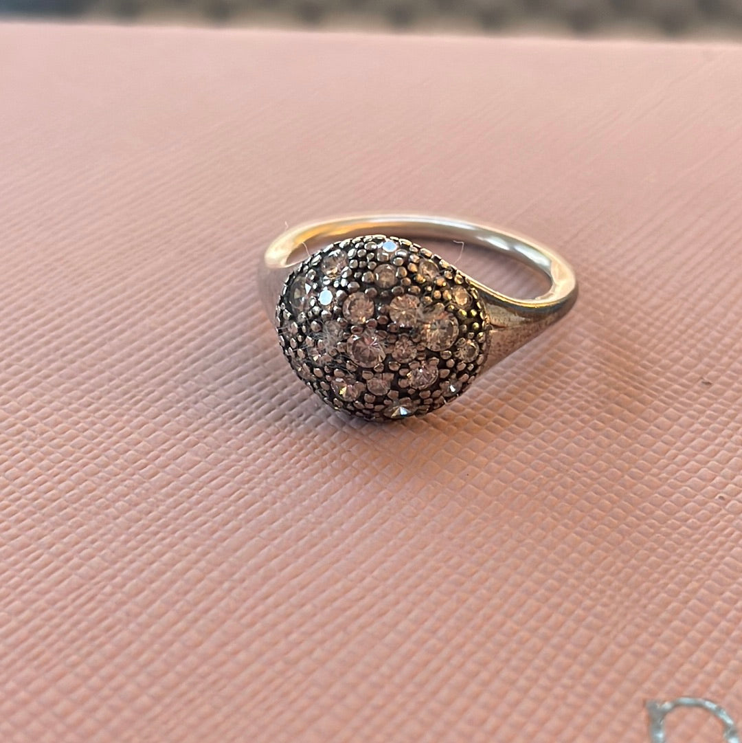 Genuine Pandora Retired Oxidised Pave Ring Size 48