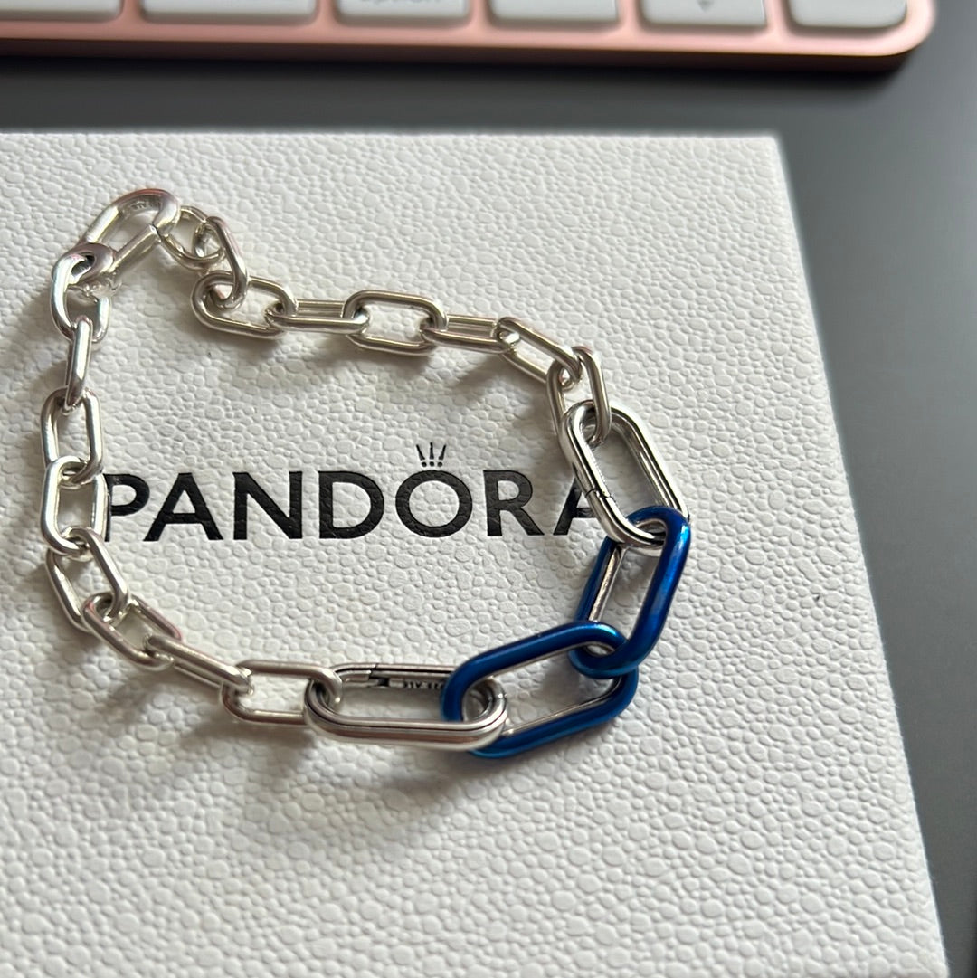 Genuine Pandora Me Essence Blue Enamel Links New Style Link Chain Bracelet Size 17cm