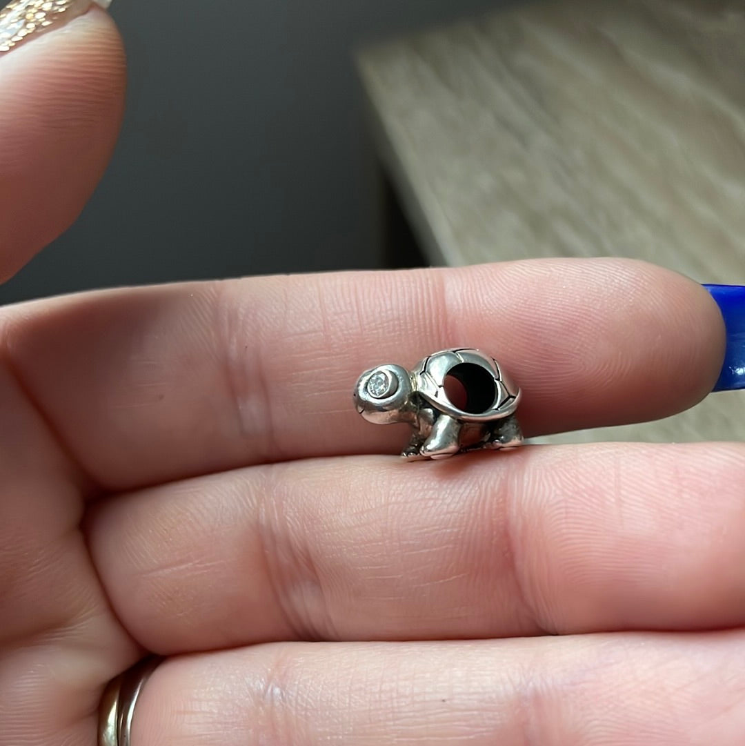 Genuine Pandora Clear Stoned Eyes Turtle Animal Charm